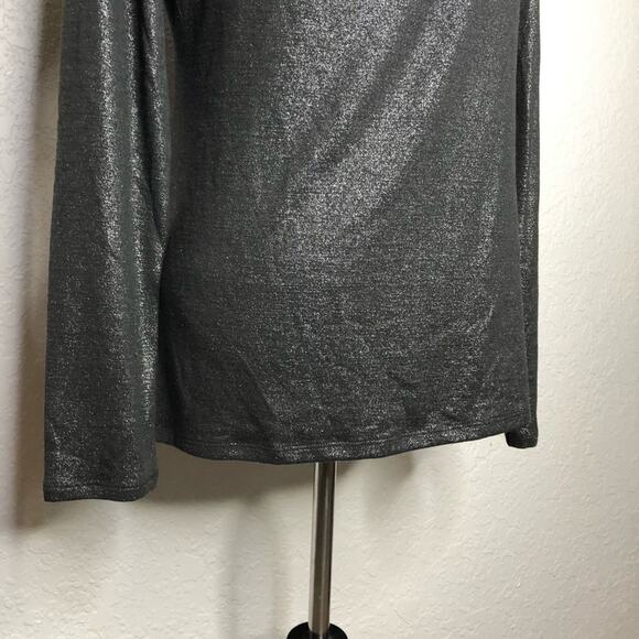 WHBM black silver metallic drape neck knit top size Small NWT - Picture 3 of 11